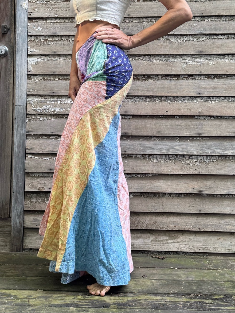 VTG Festival Bohemian Patchwork Maxi Skirt - Pastel Multi - Picture 10 of 16